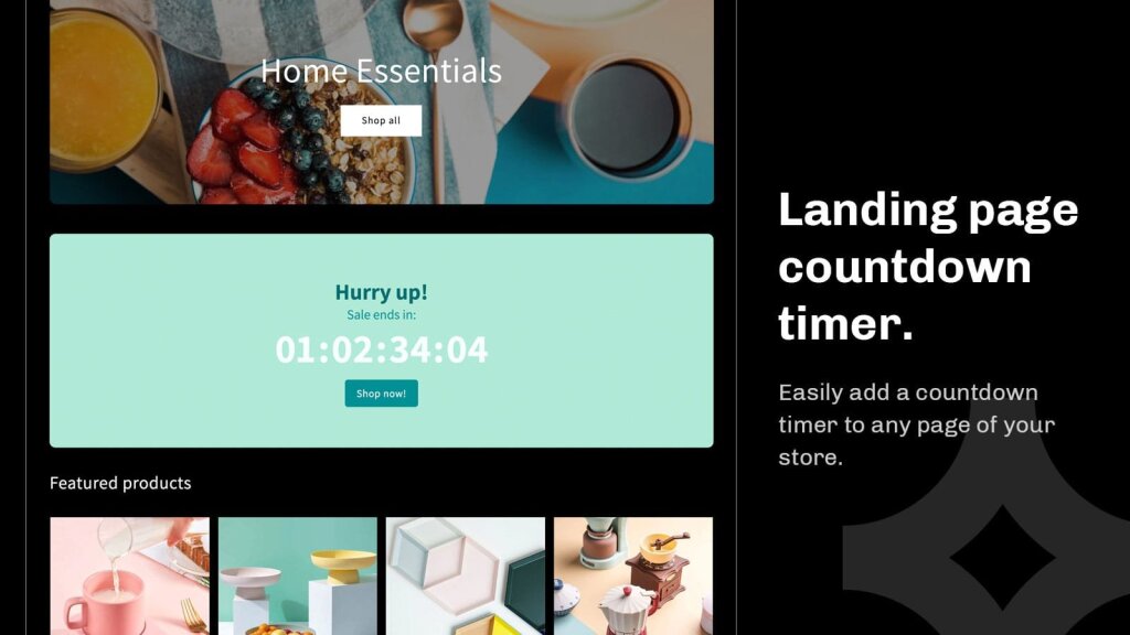 Shopify landing page countdown timer.