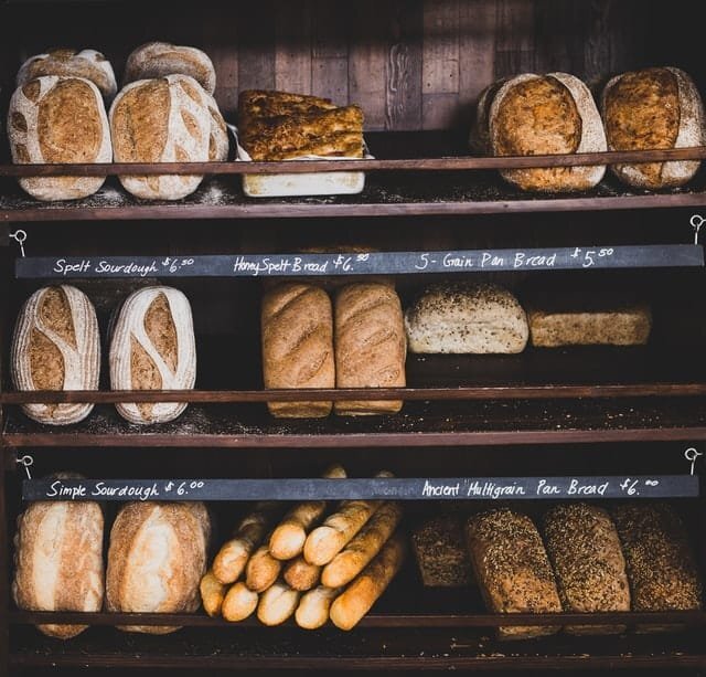 Baked bread in store.